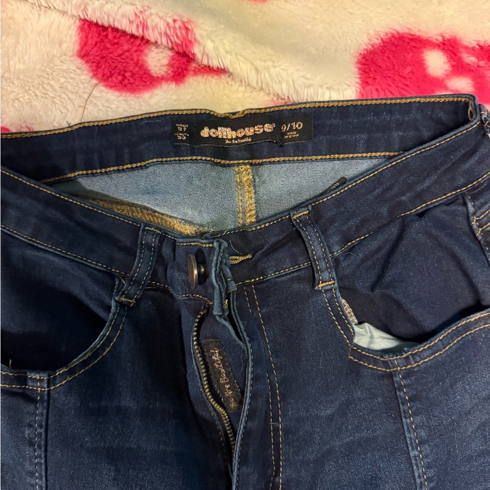 Dollhouse Denim Jeans with Gold Stitching